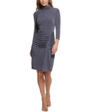 Vince Camuto Women's Mock-Neck Glitter-Knit Drape-Front Dress VC2M3979