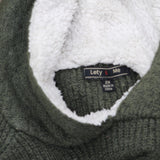Lety & Me Womens Plus Size Sherpa Pullover Sweater Hooded Green 2X