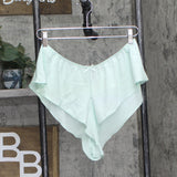 INC International Concepts Lace-Trim Satin Lounge Shorts Clear Dew Green M