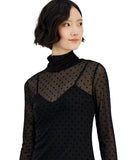 RACHEL by Rachel Roy Womens Lydie Dotted-Mesh Mock-Neck Dress Black XL