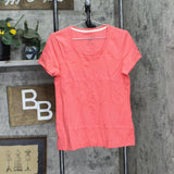 Isaac Mizrahi Live! Essentials Womens Scoop Neck T-Shirt Peach Rose Pink S