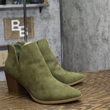 Sun + Stone Womens Faux Suede Block Heel Elizaa Booties Olive Green 8.5W