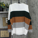 Andree by Unit Womens Acrylic Blend Colorblock Sweater Green Brown Multi 1X