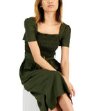 Tahari Asl Women's Smocked-Top Belted Midi Dress 2AM199-T2 Olive 10
