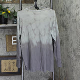 Logo By Lori Goldstein Neck Dye Effect Waffle Knit Shirt Top Dark Shadow Gray M
