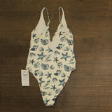 O'Neill Edgewater One Piece Swimsuit with Plunge Neck Vanilla Blue Multi S