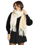 Steve Madden Fringe Two-Tone Oversized Rectangle Scarf SMA-5126 Brown / White