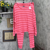 Gap Body Womens Knit 2-Pc Long-Sleeve Pajama Set Roseship Red Multi XL