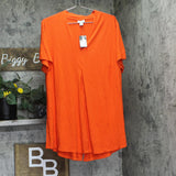 Avenue Kaylie Hi-Low V-Neck Split-Back Short Sleeve Top 214390 Orange 20W