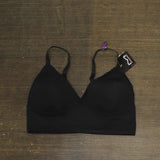 Maidenform Womens Lace Trim Triangle Rib Bralette Black 2XL