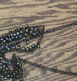 Premier Designs Aurora Borealis Beaded Chain Necklace Black Multi 25" + 5"