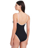 Sanctuary Womens Key Item Stay Connected Tie-Front Swimsuit Black / White XS