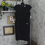 Kasper Womens Short Sleeve Belted Sheath Dress 10824696 Black 4
