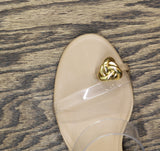 INC International Concepts Brisa Embellished Vinyl Sandals Dark Almond Brown 7M