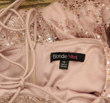 Blondie Nites Juniors Glitter Sequined Corset-Bodice Gown Dress Rose Pink 13