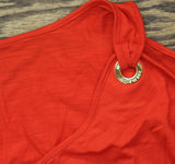 Nine West Womens Drapey Cold-Shoulder Top Red XL