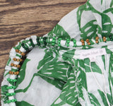 Poupette St. Barth Sari Gauze Long Dress Cover Up White Green Macro Stelis M