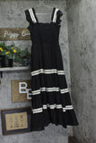 Aqua Womens Smocked Lace Inset Midi Dress S1438DBL Ivory / Black XL