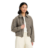 A New Day Womens Textured Houndstooth Jacket Snap Zip 94712054 Brown Multi M