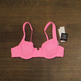 Salt + Cove Wavy-Scrunch Scoop-Neck Bralette Bikini Swim Top Bright Rose Pink M