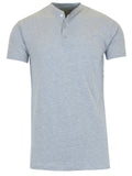 Galaxy By Harvic Mens Slim Fitting Short Sleeve Henley Slub Tee Gray XL