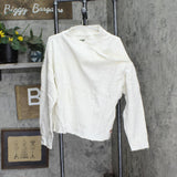 Peace Love World Cross-Over Drape-Neck Sweatshirt Pristine Ivory Off White L
