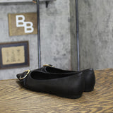 A New Day Pointed Toe Buckle Ballet Flats 94462478 Black 6.5M