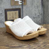 Baretraps Women's FLOSSY Slip On Lattice Sandals BT25630 White 8.5M