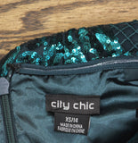 City Chic Sequin Sofia Midi Dress 6872836 Emerald Green 14