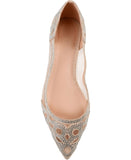 Journee Collection Womens Batavia Ballet Flat Embellished Nude Brown 6M