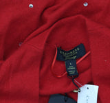 Charter Club Womens Rhinestone Open Front Cashmere Cardigan Sweater Red L