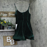 B. Darlin Square Neck Asymmetric Layered Skirt Mini Dress Dark Green 15/16