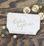 Erica Lyons Womens Long Beaded Coin Doubled Necklace Gold Multi 33.5" + 3"