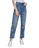 Karl Lagerfeld Paris Womens Floral Motif Cropped Jeans L5TK2265 Coastal Blue 6