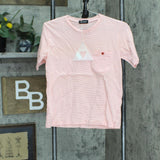 Dearstalker Womens Striped Short Sleeve Pocket T-Shirt Tee Pink / White Free