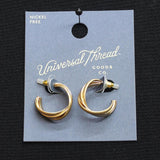 Universal Thread Fashion Braided Twist Huggie Hoop Earrings Gold Yellow 1"