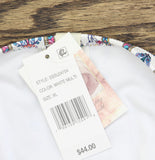 Jessica Simpson Textured Floral-Print Striped Bikini Swim Bottom White Multi XL