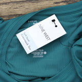 Nine West Women's Long Sleeve Crewneck Top WW13K002RS6 Night Tide Blue Green M