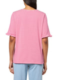 Jones New York Elbow Ruffle Sleeve Crew Neck Top Azalea Pink / Nyc White XL