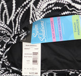 Swim Solutions Slash Pockets Swim One Piece Romper On The Vine Black / White 22W