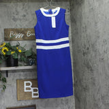 NY Collection Colorblock 2-Piece Dress and Jacket Set Sapphire Blue / White 6P