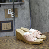 Easy Street Ghita Slip On Wedge Sandal GHITA Blush Crepe Pink 7W