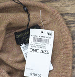 Charter Club Embellished Cashmere Beanie with Cuff Warm Praline Heather Brown