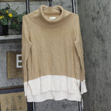 Adyson Parker Cowlneck Long Sleeved Ribbed Knit Sweater Beige Brown S