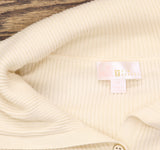 Belle By Kim Gravel Enamel Button Ribbed Henley Sweater Natural Off White 1X