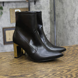 A New Day Womens Sienna Low Shaft Heeled Boots 94637416 Black / Gold 8M
