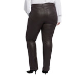 NYDJ Size Marilyn Coated High Rise Straight Leg Jeans Cordovan Purple Brown 18W