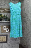 Adrianna By Adrianna Papell Neck Floral-Print Smocked-Waist Dress Blue / Green 8