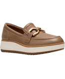 Clarks Womens Zylah Top Slip On Loafers Leather 26186929 Taupe Brown 7W