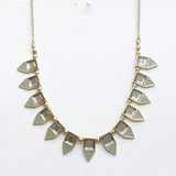 Ella Geometric Pendant Dangly Earring Necklace Set Gold / Smoky Gray 18" + 3"